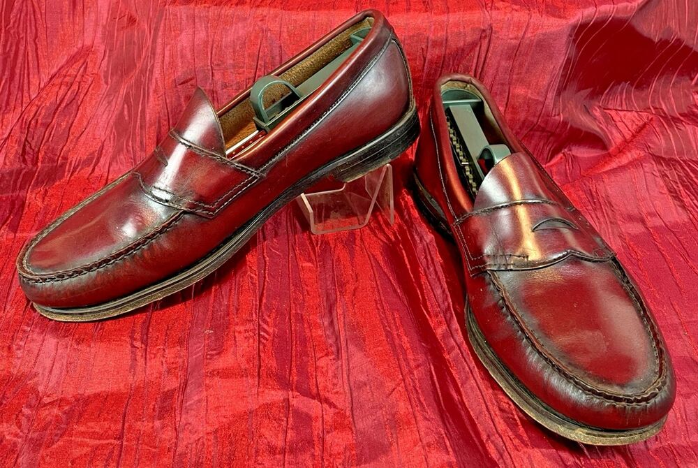 Mens GH Bass Weejuns Penny Loafers Burgundy Leather Slip On Shoes sz 9